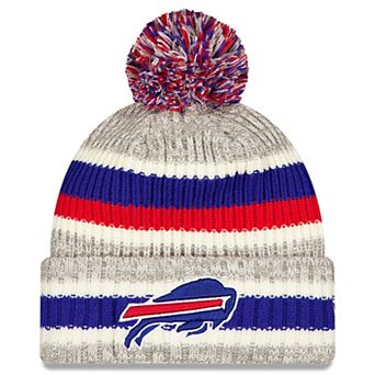 Men's New Era Royal/Gray Buffalo Bills Stripe Cuff Knit Hat with Pom