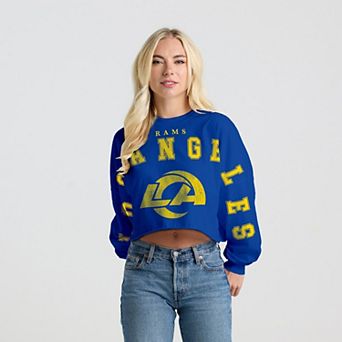 Women's Spirit Jersey Royal Los Angeles Rams Cropped Long Sleeve T-Shirt