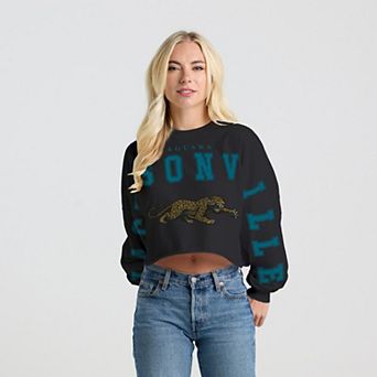 Women's Spirit Jersey Black Jacksonville Jaguars Cropped Long Sleeve T-Shirt