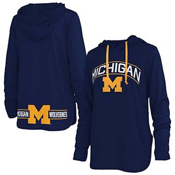 Women's Pressbox Navy Michigan Wolverines Allie Long Sleeve Hooded T-Shirt