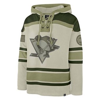 Men's '47 Beige Pittsburgh Penguins OHT Military Appreciation Lacer Hoodie