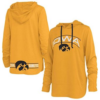 Women's Pressbox Gold Iowa Hawkeyes Allie Long Sleeve Hooded T-Shirt