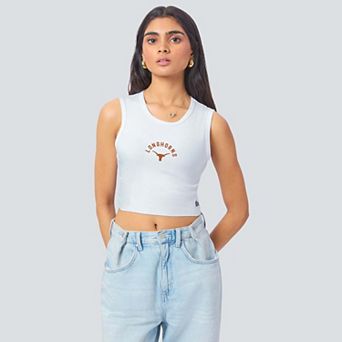 Women's Hype and Vice White Texas Longhorns Cut Off Tank Top