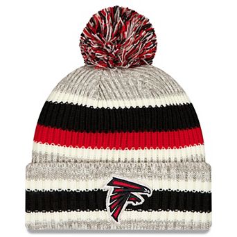 Men's New Era Black/Gray Atlanta Falcons Stripe Cuff Knit Hat with Pom