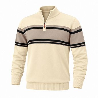 Men's Quarter Zip Slim Fit Mock Neck Knit Pullover Casual Business Sweater