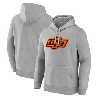 Men's Logo Athletic Heather Gray Oklahoma State Cowboys Primary Logo Fleece Pullover Hoodie