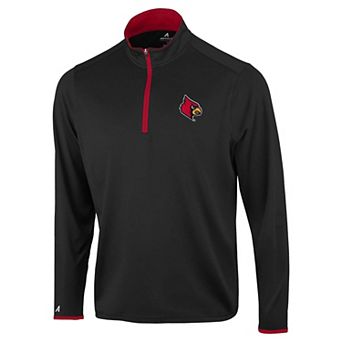 Men's Antigua Black Louisville Cardinals Brink Color Pop Quarter-Zip Pullover