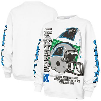 Women's '47 White Carolina Panthers Thunderous Oversized Fleece Sweatshirt