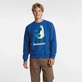 Men's Disney x Champion Royal Seattle Seahawks Seagulls Powerblend Sweatshirt