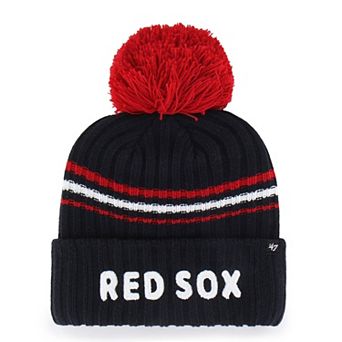 Women's '47 Navy Boston Red Sox Fuzzy Script Cuffed Knit Hat with Pom
