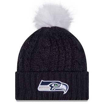 Women's New Era College Navy Seattle Seahawks Single Knit Hat with Pom