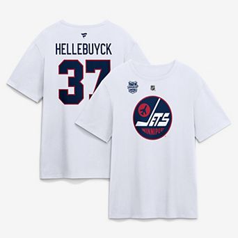 Men's Fanatics Connor Hellebuyck White Winnipeg Jets 2026 NHL Heritage Classic Name & Number T-Shirt
