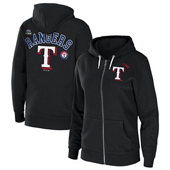 Women's WEAR by Erin Andrews Black Texas Rangers Full-Zip Sponge Fleece Hoodie
