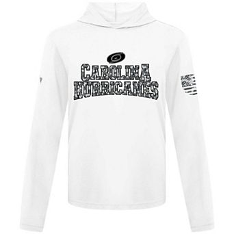 Men's Levelwear White Carolina Hurricanes Anthem Camo Long Sleeve Hooded T-Shirt