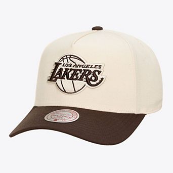 Men's Mitchell & Ness Cream Los Angeles Lakers Brown and Cream Pro Pinch Snapback Hat