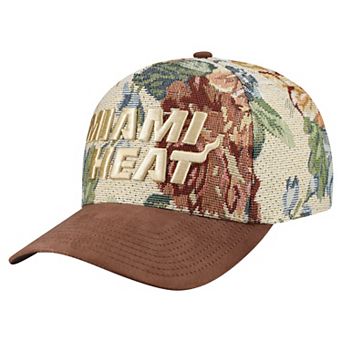 Men's Mitchell & Ness Tan Miami Heat Tapestry Wordmark Pro Snapback Hat