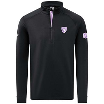 Men's Levelwear Black Florida Panthers Hockey Fights Cancer Utility Quarter-Zip Pullover