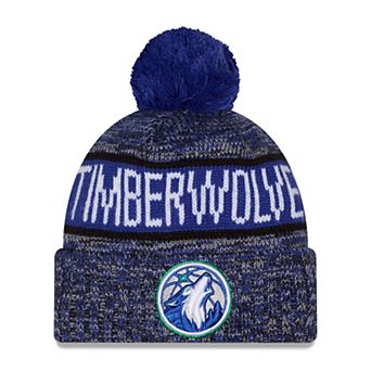Men's New Era Blue Minnesota Timberwolves Tri-Color Cuffed Knit Hat with Pom