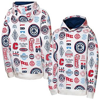 Youth Outerstuff White LA Clippers 3-and-D Allover Hoodie
