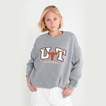 Women's Hype and Vice Heather Gray Texas Longhorns Offside Crewneck Sweatshirt