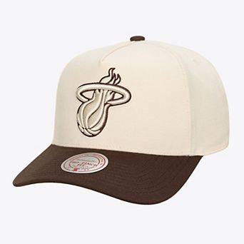 Men's Mitchell & Ness Cream Miami Heat Brown and Cream Pro Pinch Snapback Hat