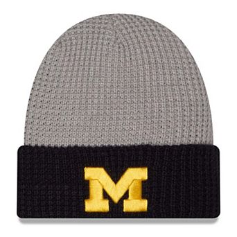 Unisex New Era Gray/Black Michigan Wolverines Cuffed Waffle Knit Hat
