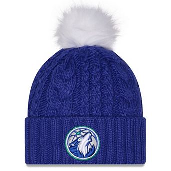 Women's New Era Blue Minnesota Timberwolves Single Knit Hat with Pom