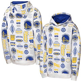 Youth Outerstuff White Golden State Warriors 3-and-D Allover Hoodie