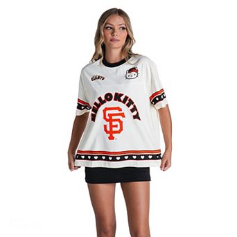 Women's The Wild Collective White San Francisco Giants Hello Kitty Drop Shoulder T-Shirt