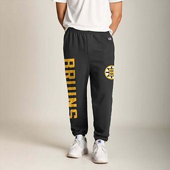 Men's Champion Black Boston Bruins Powerblend Banded Fleece Sweatpants