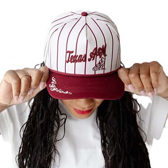 Women's Gameday Social White Texas A&M Aggies Pinstripe Script Five-Panel Rope Adjustable Hat