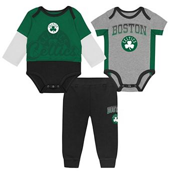 Infant Outerstuff Boston Celtics Rim Protectors Three-Piece Bodysuit & Pants Set