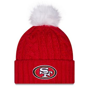 Women's New Era Scarlet San Francisco 49ers Single Knit Hat with Pom