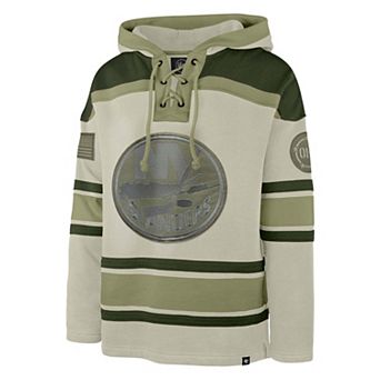 Men's '47 Beige New York Islanders OHT Military Appreciation Lacer Hoodie