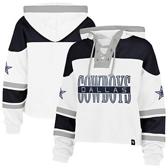 Women's '47 White Dallas Cowboys Cut Thru Superior Lacer Hoodie