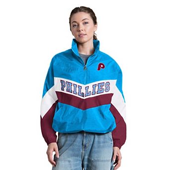 Women's Starter Light Blue Philadelphia Phillies Yardline Quarter-Zip Pullover