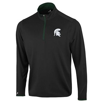Men's Antigua Black Michigan State Spartans Brink Color Pop Quarter-Zip Pullover