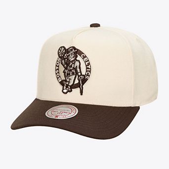Men's Mitchell & Ness Cream Boston Celtics Brown and Cream Pro Pinch Snapback Hat