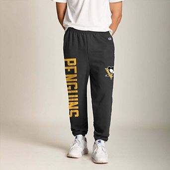 Men's Champion Black Pittsburgh Penguins Powerblend Banded Fleece Sweatpants