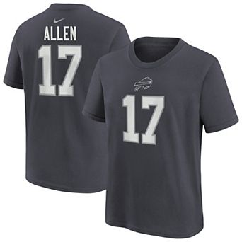 Youth Nike Josh Allen Anthracite Buffalo Bills Name & Number T-Shirt