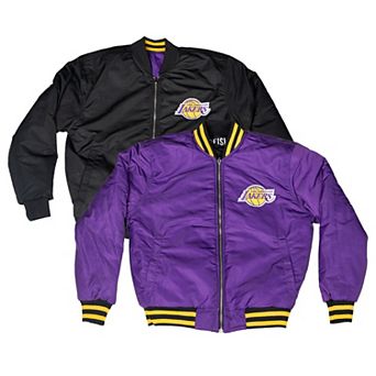 Unisex FISLL Purple/Black Los Angeles Lakers Reversible Full-Zip Flight Jacket