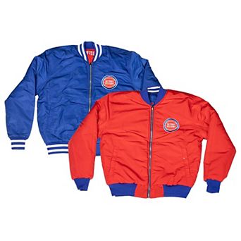 Unisex FISLL Red/Blue Detroit Pistons Reversible Full-Zip Flight Jacket