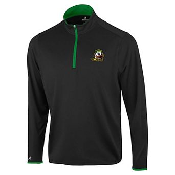 Men's Antigua Black Oregon Ducks Brink Color Pop Quarter-Zip Pullover