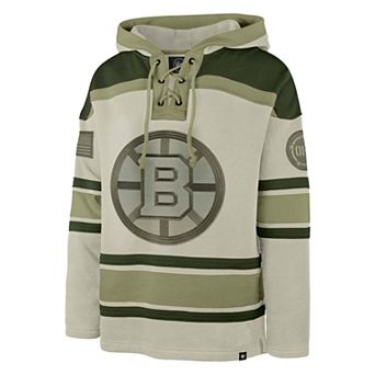Men's '47 Beige Boston Bruins OHT Military Appreciation Lacer Hoodie