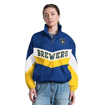 Women's Starter Royal Milwaukee Brewers Yardline Quarter-Zip Pullover