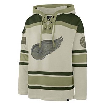 Men's '47 Beige Detroit Red Wings OHT Military Appreciation Lacer Hoodie