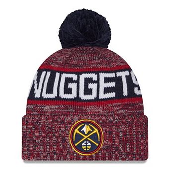 Men's New Era Red Denver Nuggets Tri-Color Cuffed Knit Hat with Pom