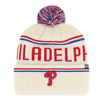 Men's '47 Natural Philadelphia Phillies Quattrle Cuffed Knit Hat with Pom