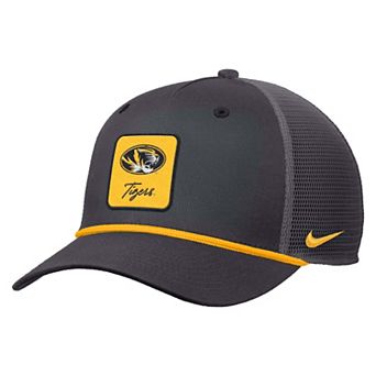Men's Nike Anthracite Missouri Tigers Primetime Logo Script Rise Rope Trucker Adjustable Hat
