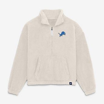 Women's Fanatics Cream Detroit Lions Oversized Breakout Sherpa Half-Zip Pullover